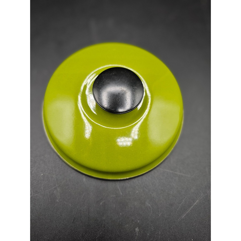 Lime Green Enamel Replacement Lid with Black Knob 6.25 Inch Retro Cookware z1
